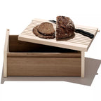 Brotkasten aus Ahorn und Eiche mit Deckel als Schneidebrett