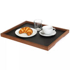 Grosses Serviertablett „Basic L“ aus geöltem Nussbaumholz mit schwarzer HPL-Fläche – 50 × 39,5 cm