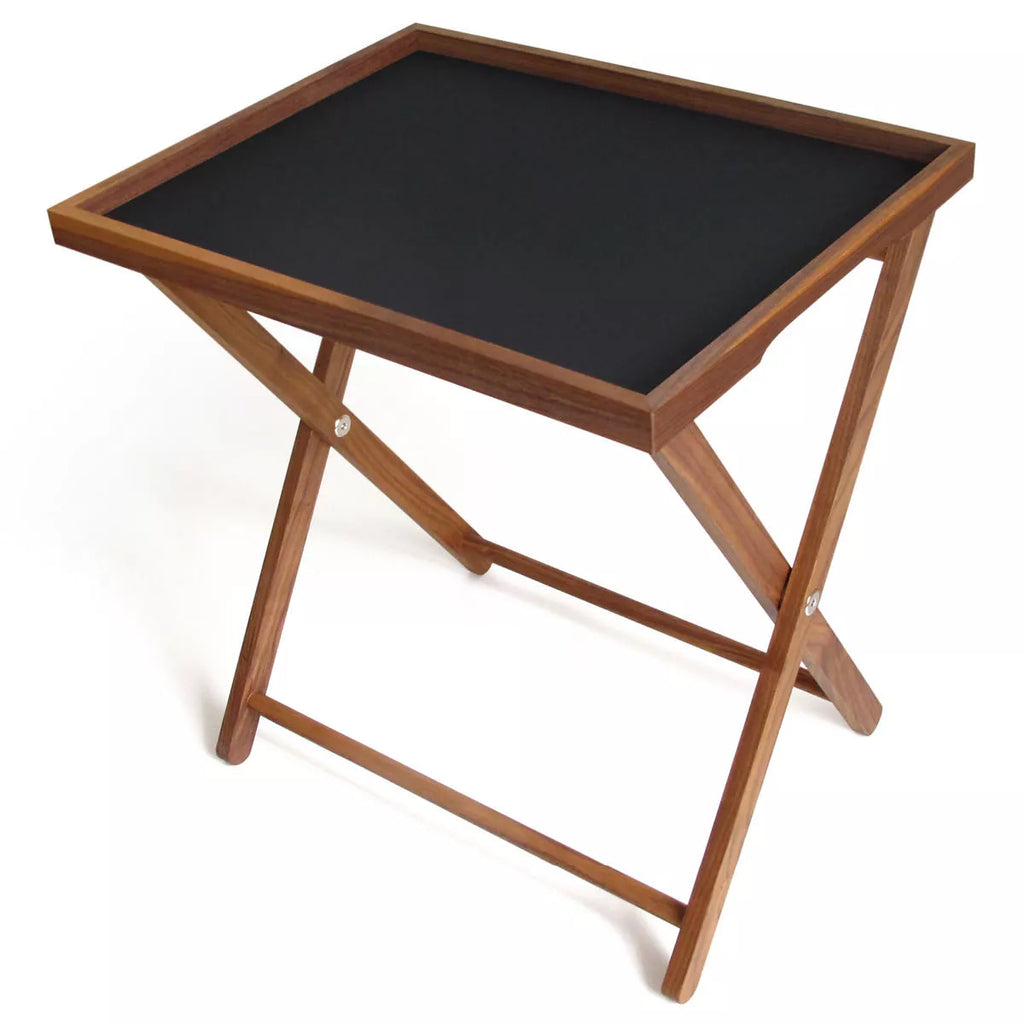 Grosses Serviertablett „Basic L“ aus geöltem Nussbaumholz mit schwarzer HPL-Fläche – 50 × 39,5 cm