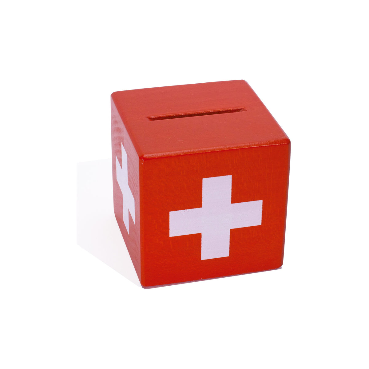 Holzspardose Schweiz mit Schlüssel für Kinder ab 3 Jahren