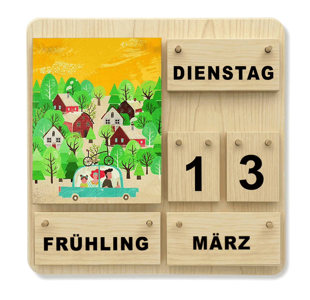 Immerwährender Holzkalender für Schule, Grundschule und Familie