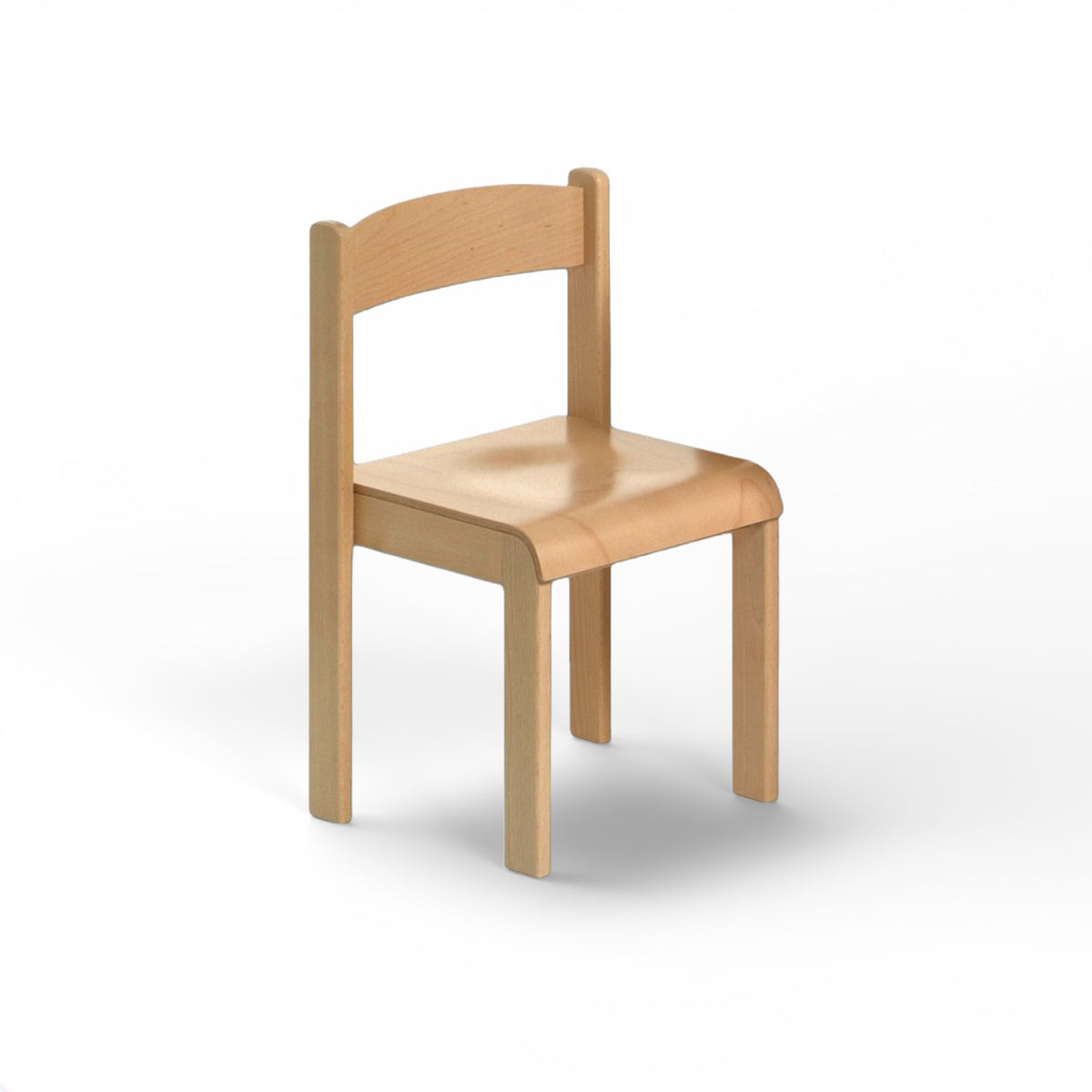 Stapelbarer Kinderstuhl aus lackiertem Buchenholz mit ergonomischer Rückenlehne für Kita & Kinderzimmer